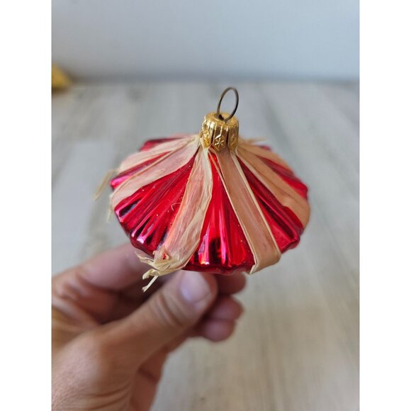 Red glass umbrella Beach tropical Hawaiian ornament Xmas tree thatched - Picture 3 of 7